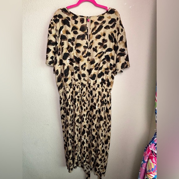 Ashley Stewart Leopard Animal Print Belted Waist Pleated Chiffon Dress 26/28W - Picture 12 of 13